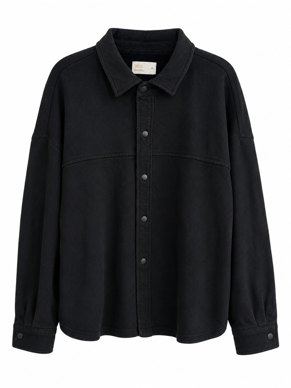 TKEES Black Oversized Cotton Snap Button Shirt Jacket Size 3 / L